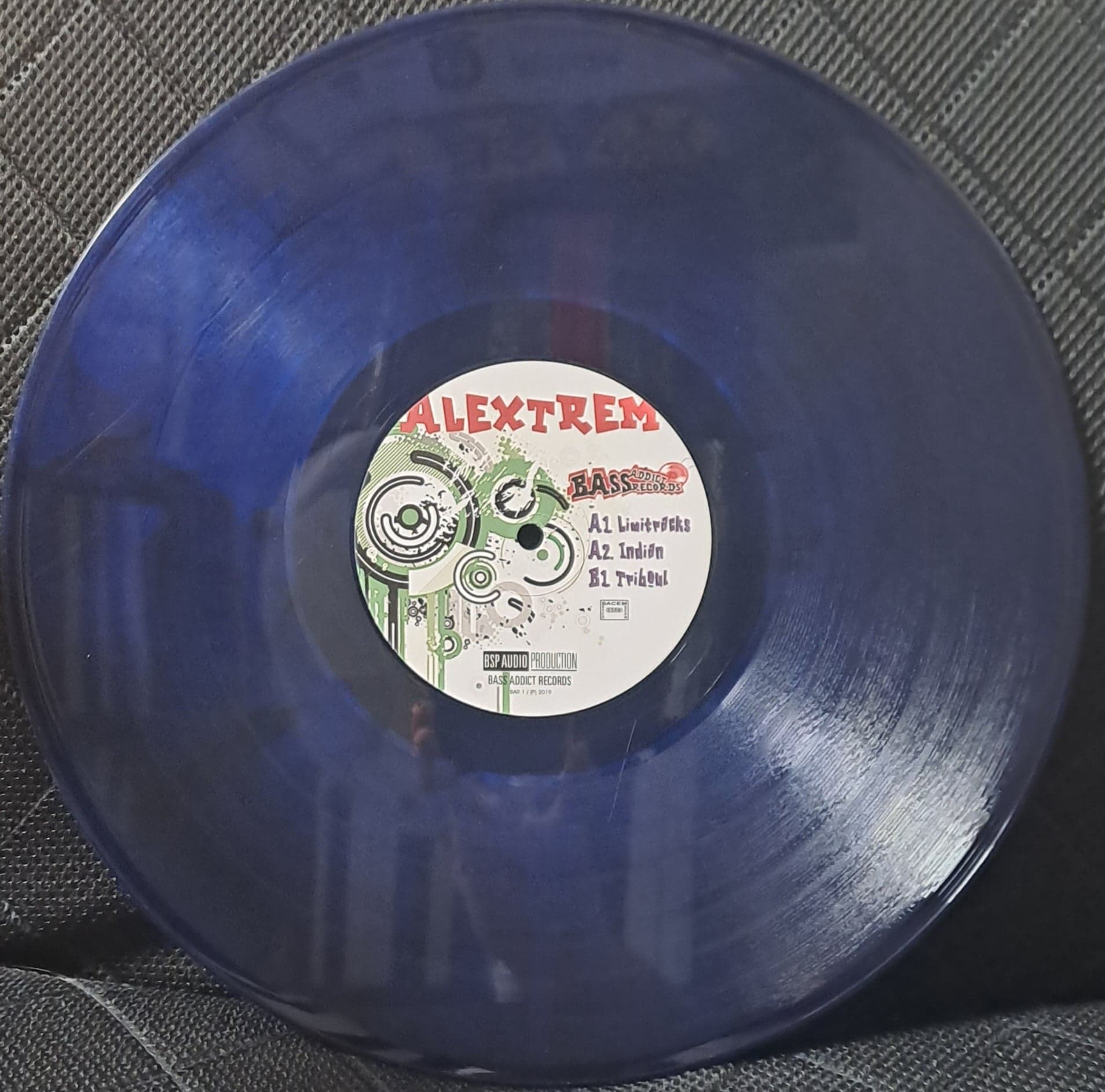 Bass Addict 01 (Bleu Marbré Transparent) - vinyle tribecore