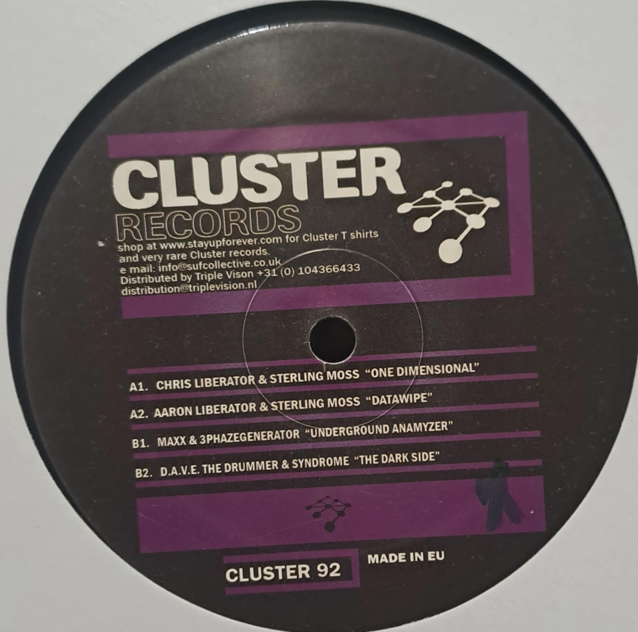 Cluster Records 92 (original) - vinyle techno