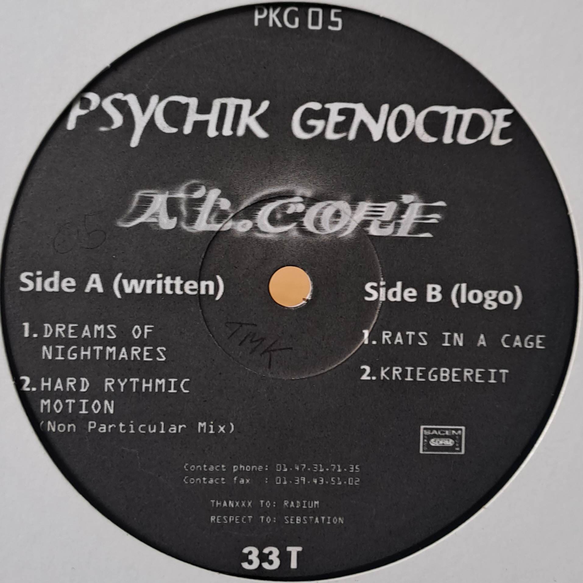 Psychik Genocide 005 - vinyle hardcore
