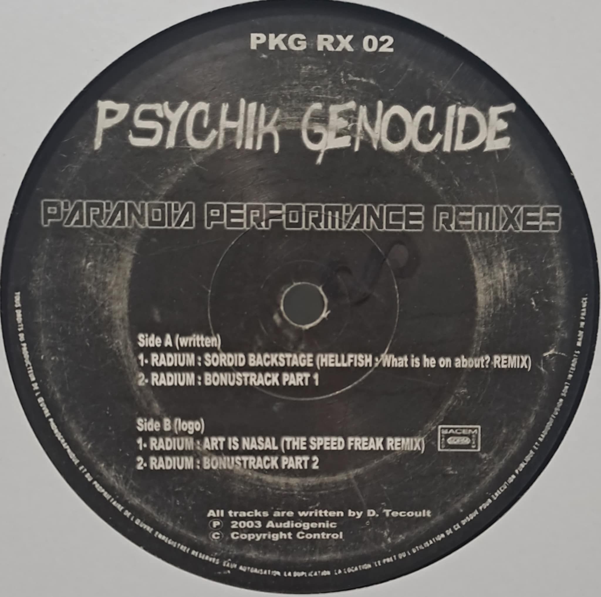 Psychik Genocide RX 02 - vinyle hardcore