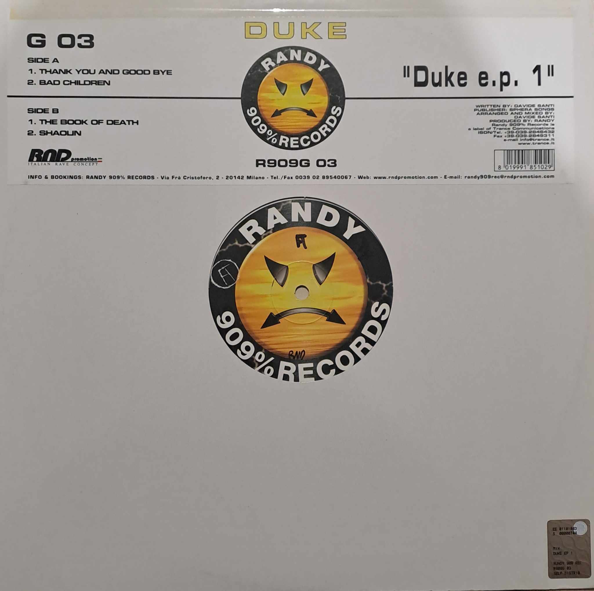 Randy 909 % Records 03 - vinyle hardcore