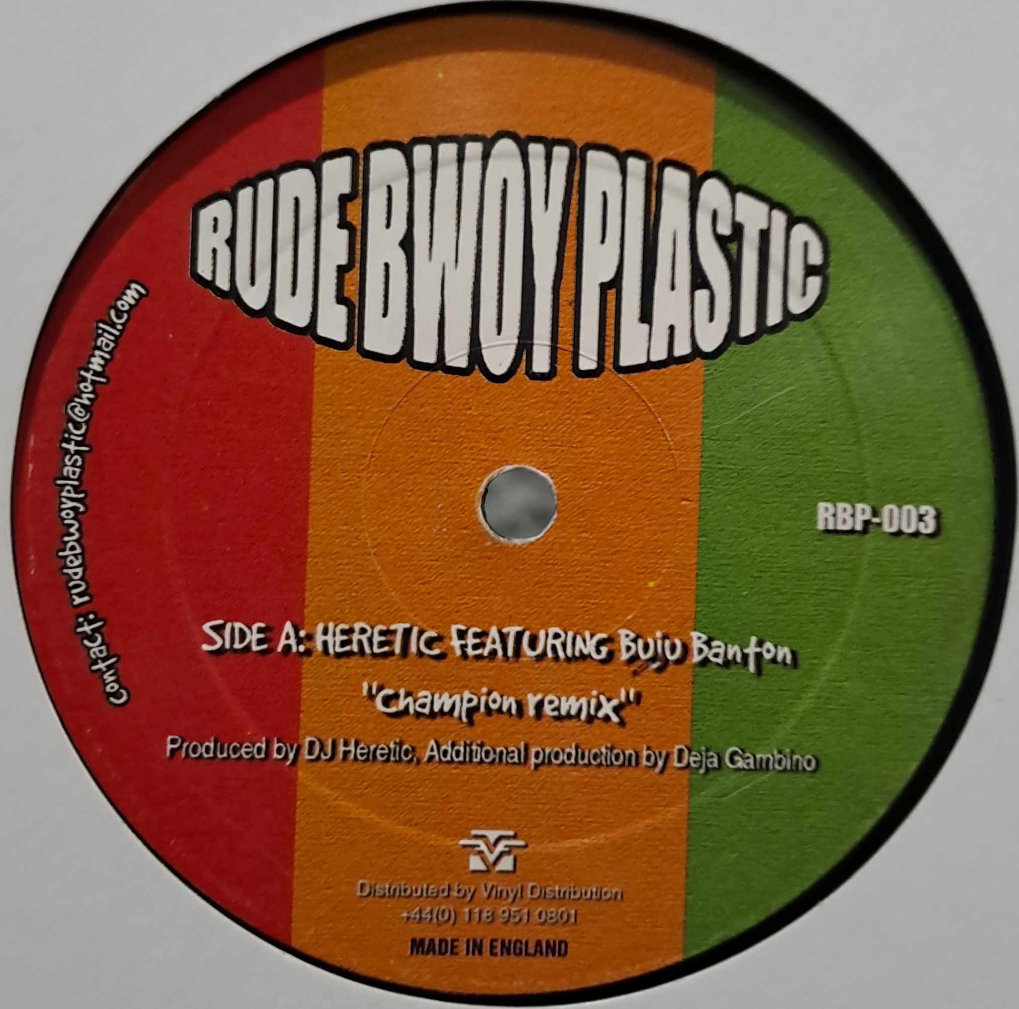 Rude Bwoy Plastic 003 - vinyle Drum & Bass